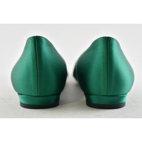Manolo Blahnik Hangisi Emerald Green Satin Jewel Buckle Ballerina Ballet Flat 36 - Picture 11 of 12